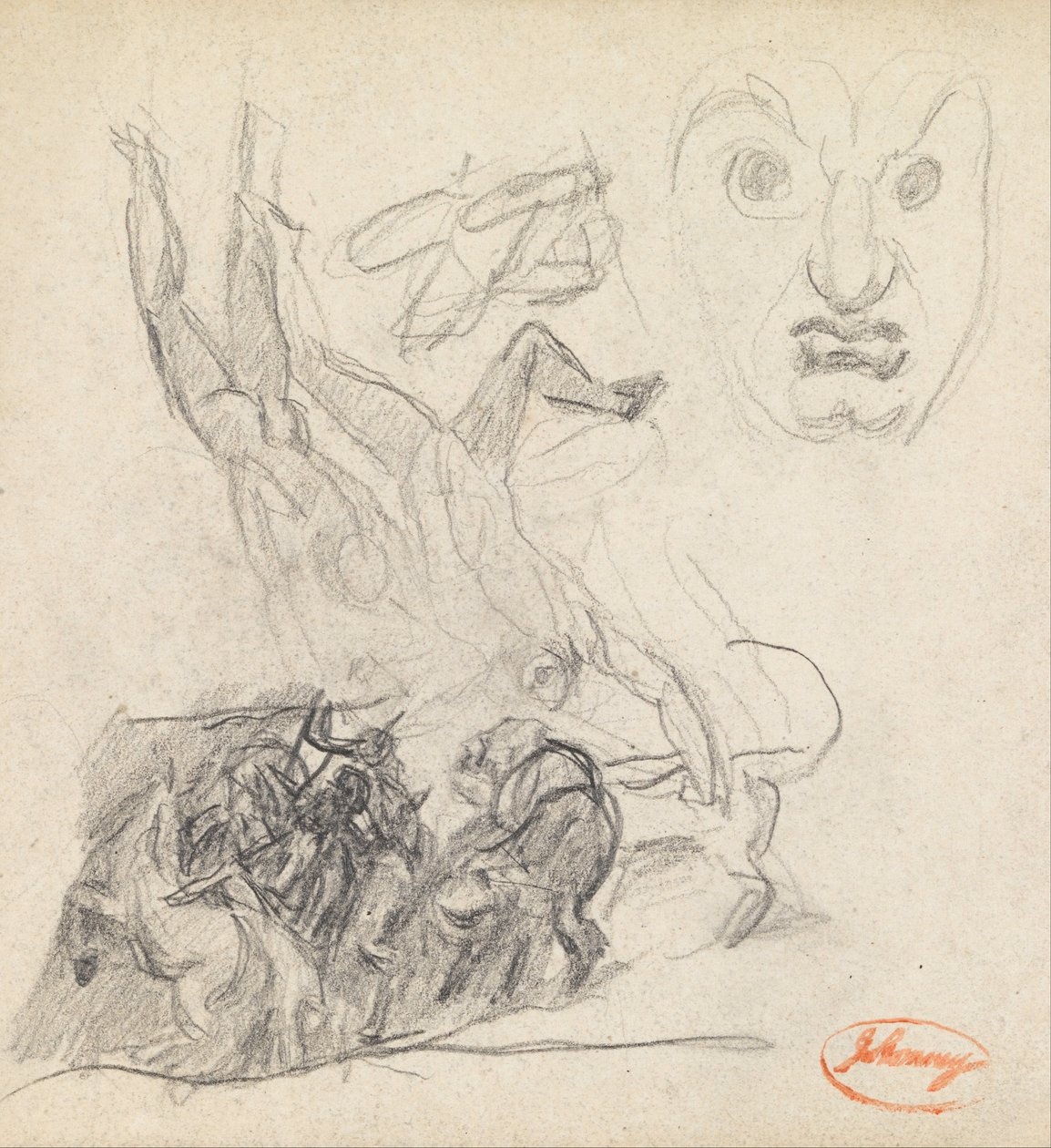 Figure Composition Study 21 with a Face by George Romney