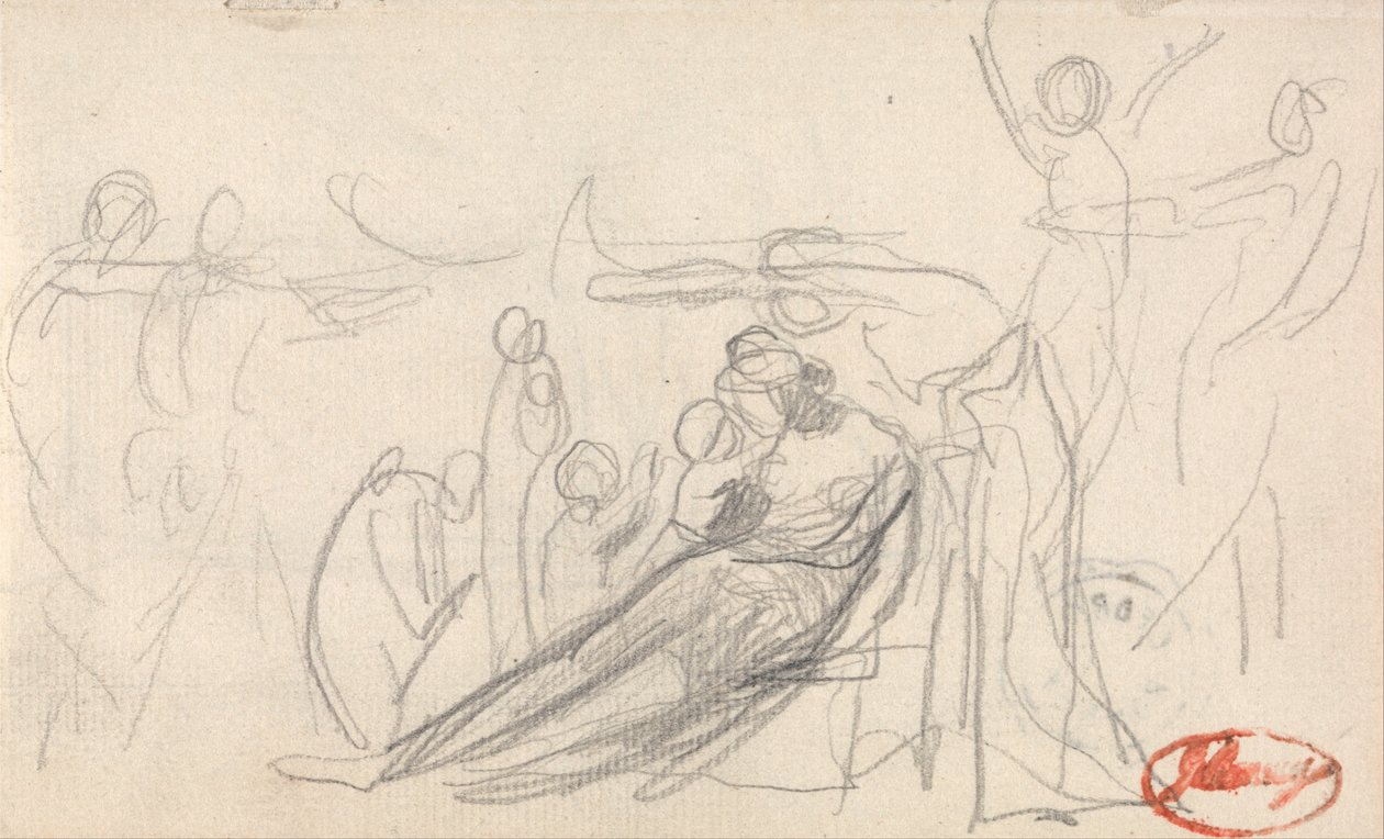 Reclining Figure with Children and Other Figures by George Romney