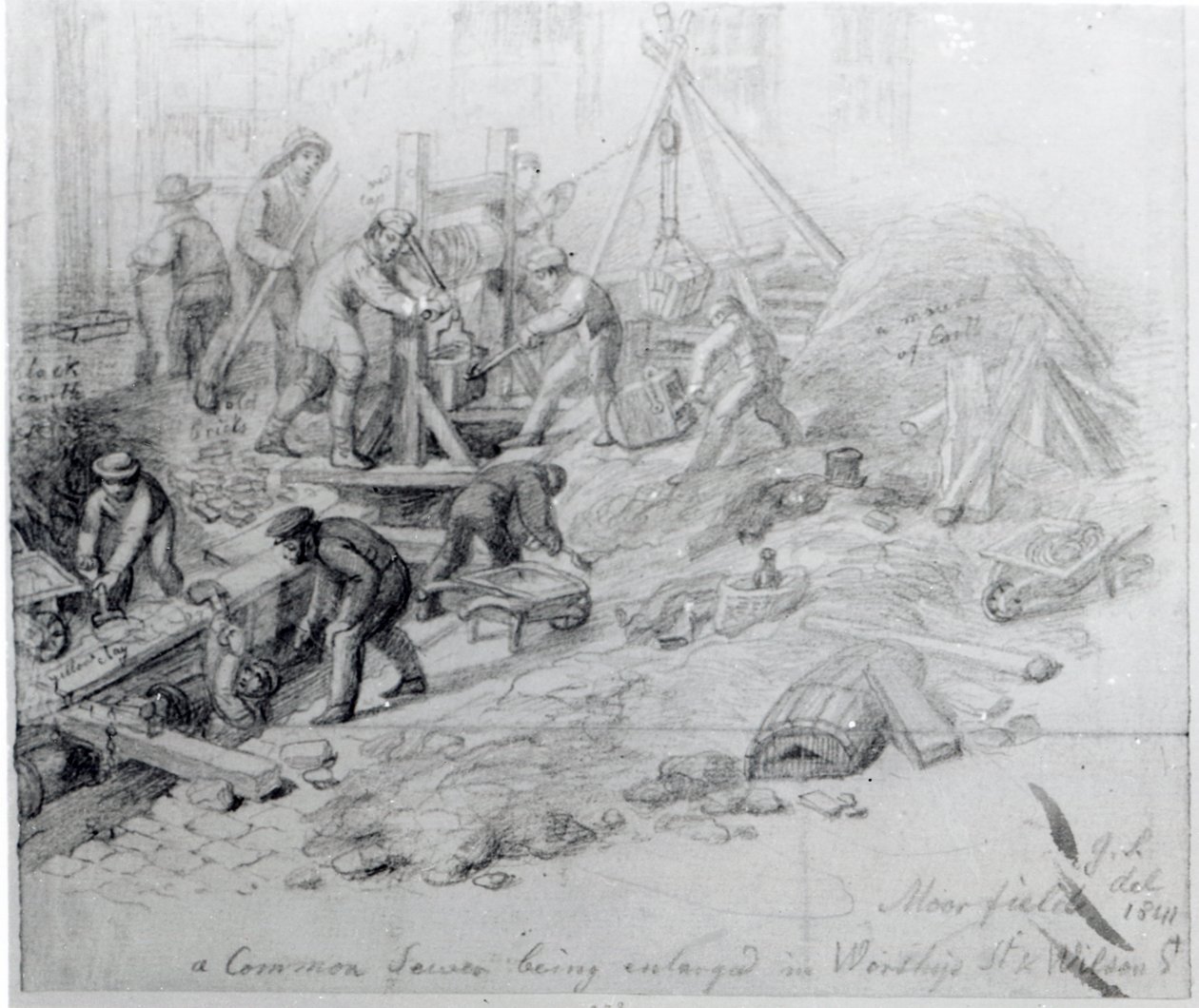 Enlarging the Sewers at Moorfields, London by George Snr Scharf