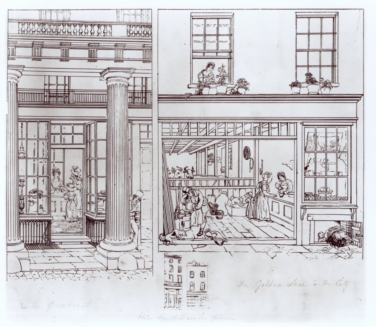 The Quadrant, Regent Street and Golden Lane, London, c.1829 by George Snr Scharf