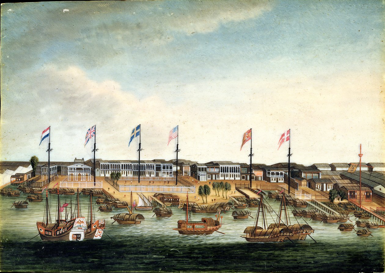 The Hongs at Canton, before 1820 by George (follower of) Chinnery