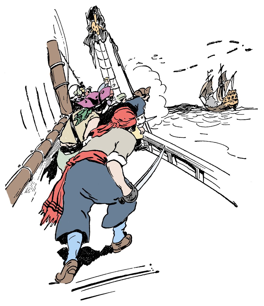 A pirate ship chasing a ship Illustration from 