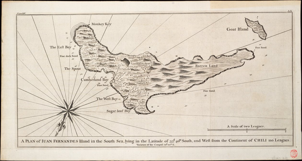 A Plan of Juan Fernandez Island in the South Sea, c.1750 by George Anson
