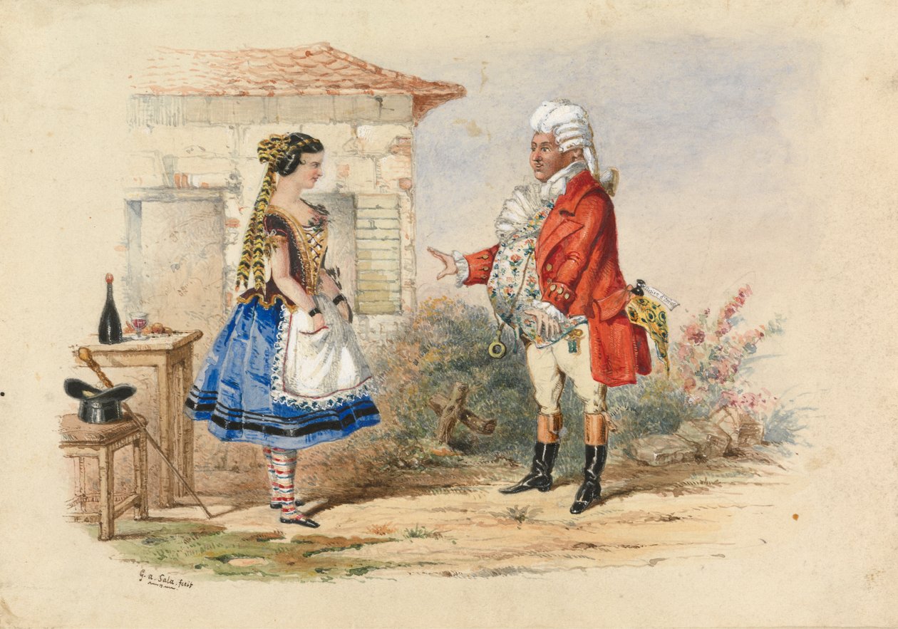 Adina and Dr. Dulcamara, Scene from Donizetti