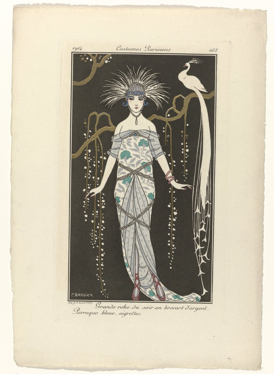 Journal des Dames et des Modes, Costumes Parisiens, 1914, No. 168: Grand Evening Dress by George Barbier