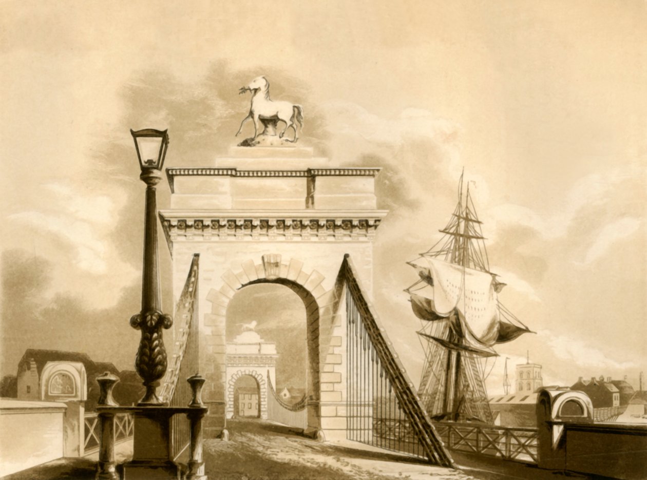 Norfolk Bridge, New Shoreham, 1835 by George Baxter