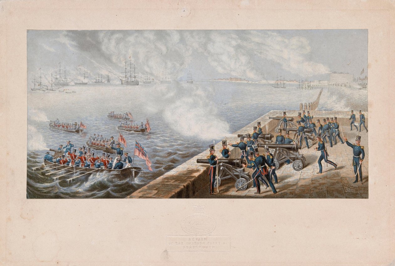 Review of the British Fleet etc. Portsmouth by George Baxter
