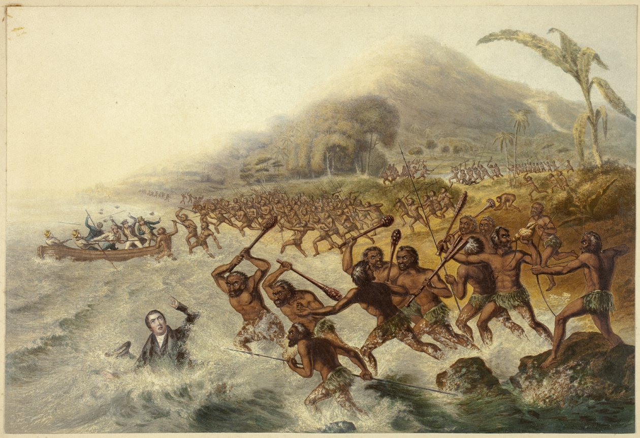 The Massacre of the Lamented Missionary the Rev. J. Williams and Mr. Harris by George Baxter