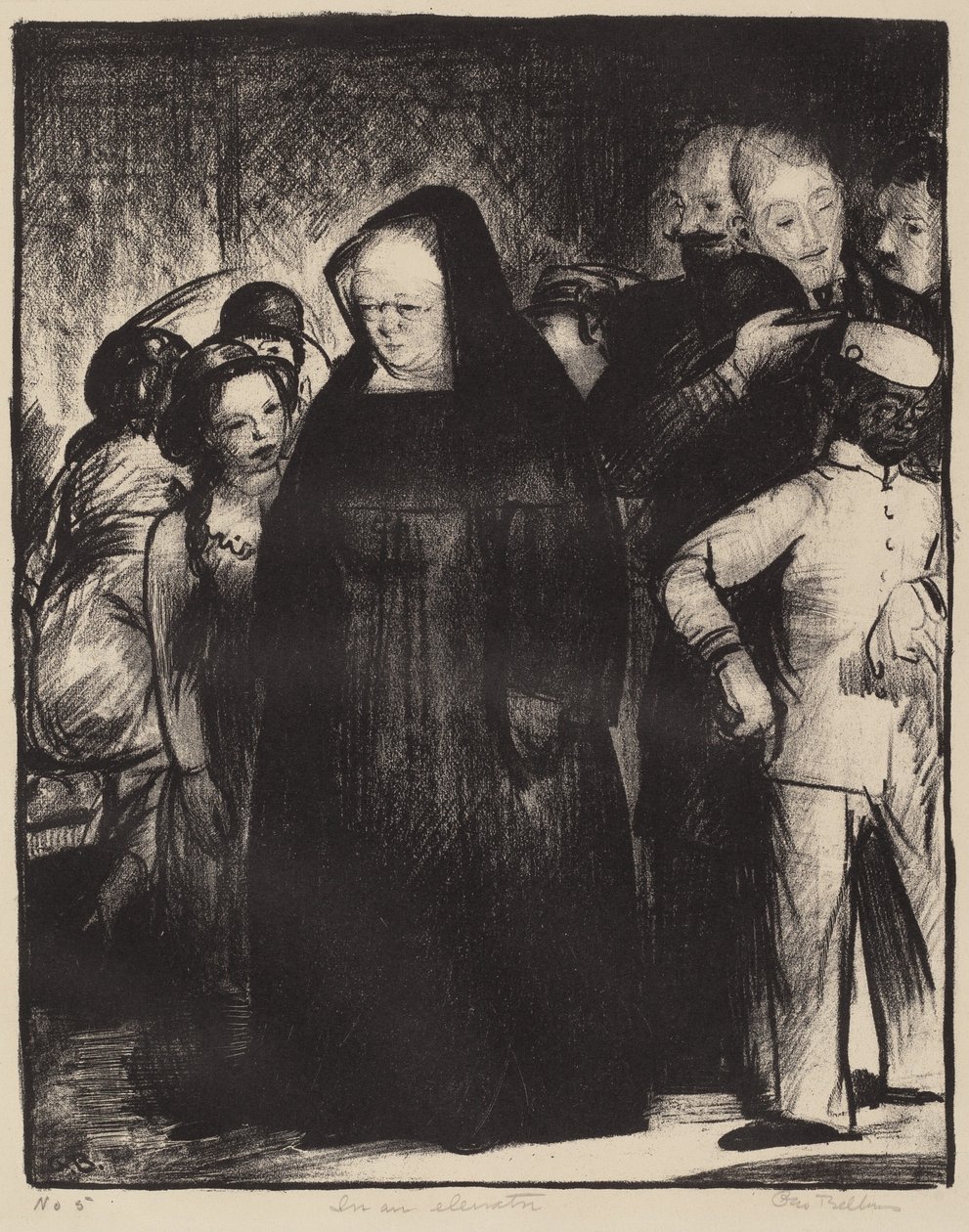In an Elevator by George Bellows