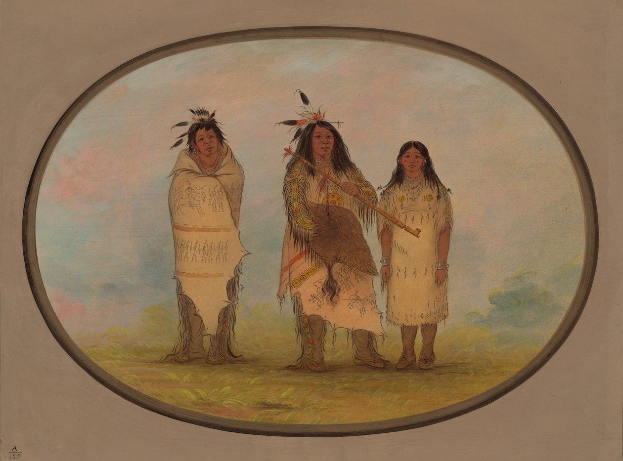 A Cheyenne Chief, His Wife, and a Medicine Man, 1861-1869 by George Catlin