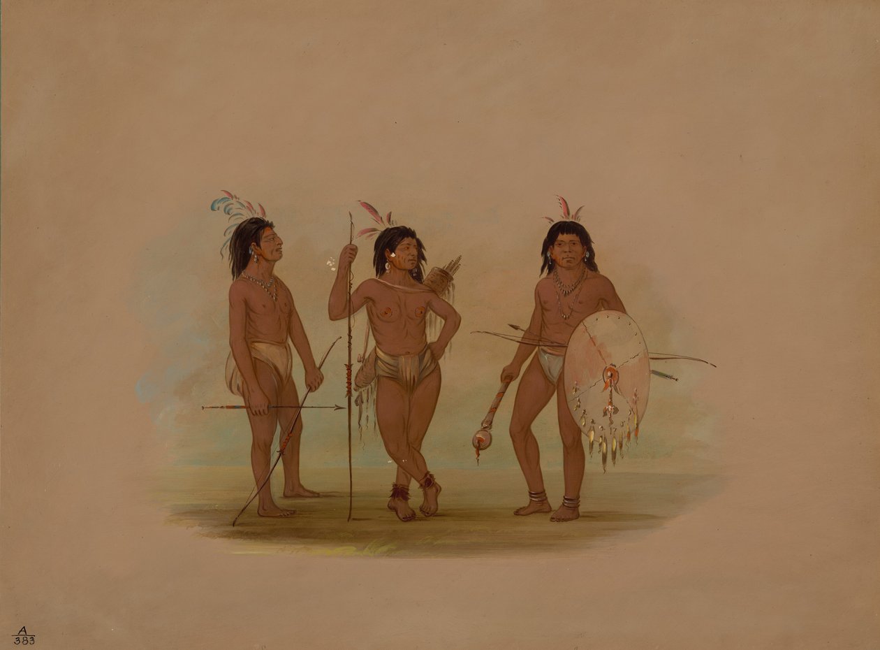 A Puelchee Chief and Two Young Warriors by George Catlin