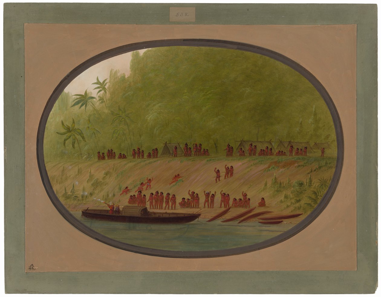 A Small Orejona Village by George Catlin