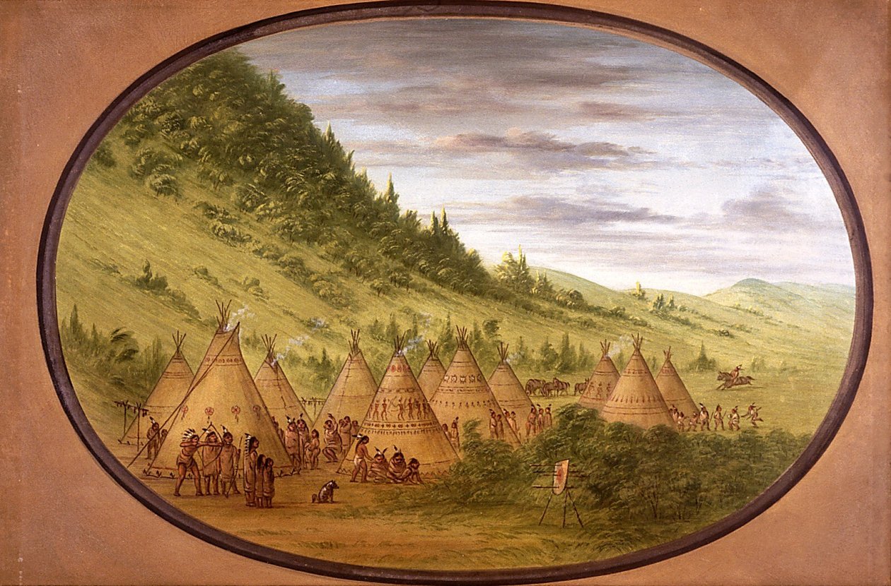 An Ojibwe Village of Skin Tents by George Catlin