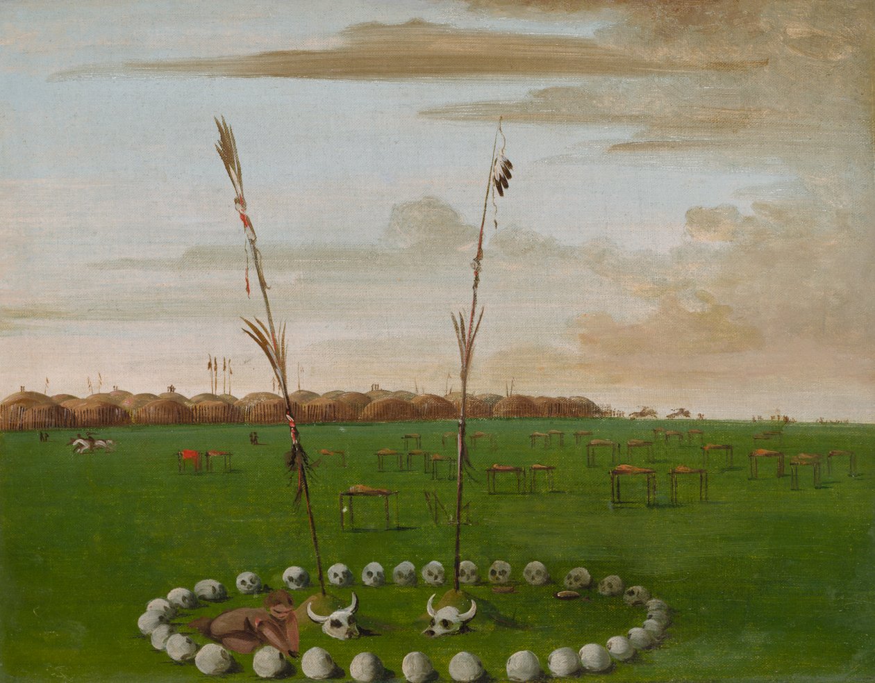 Back View of Mandan Village, Showing the Cemetery, 1832 by George Catlin