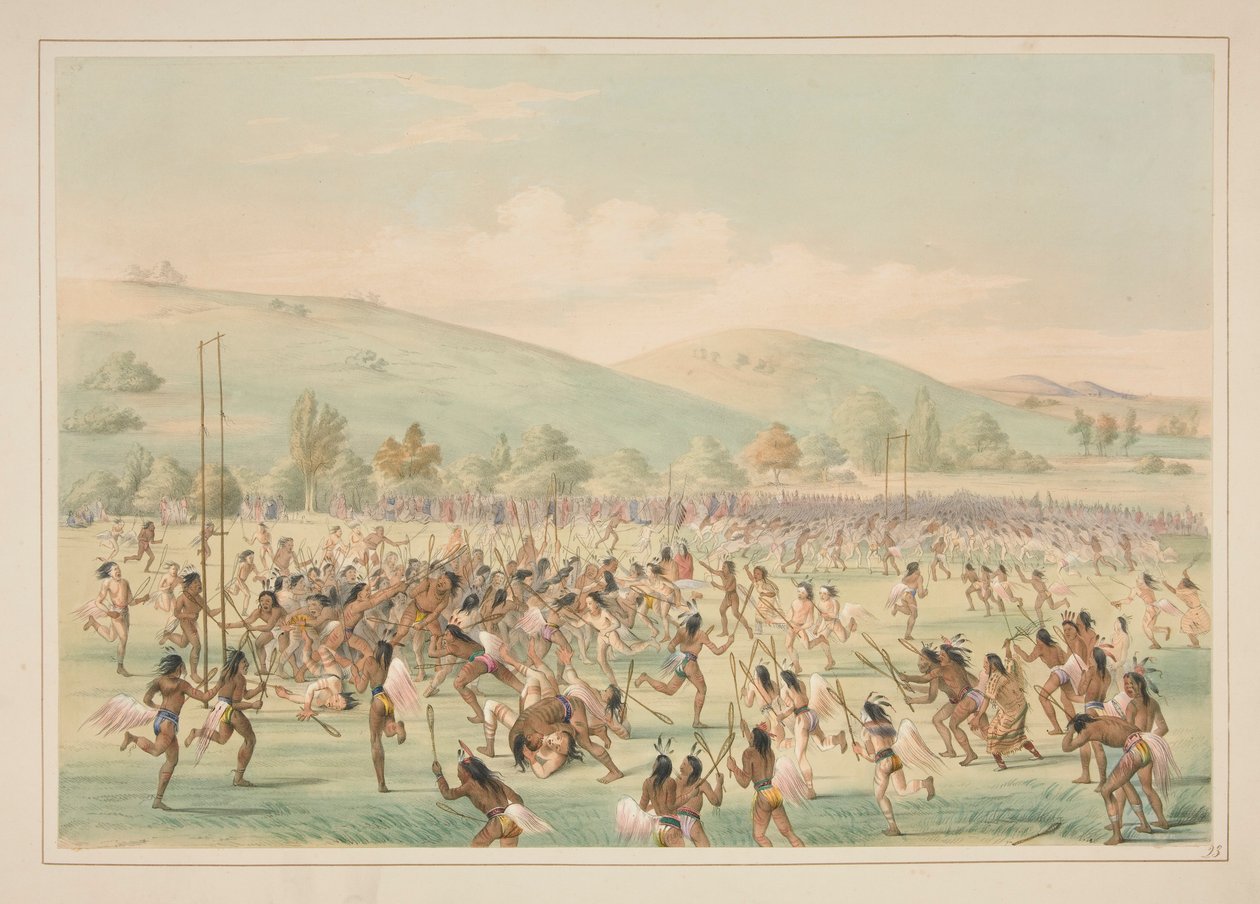 Ball Play, Plate 23 from the North American Indian Portfolio by George Catlin