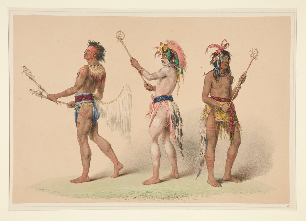 Ball Players, plate 21 from the North American Indian Portfolio by George Catlin