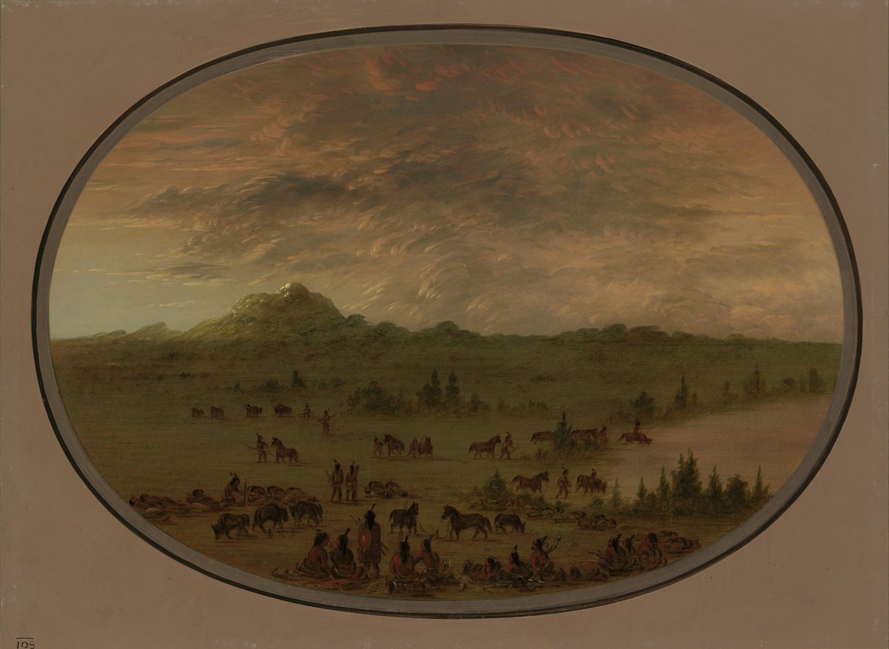 Bivouac of a Sioux War Party at Sunrise by George Catlin