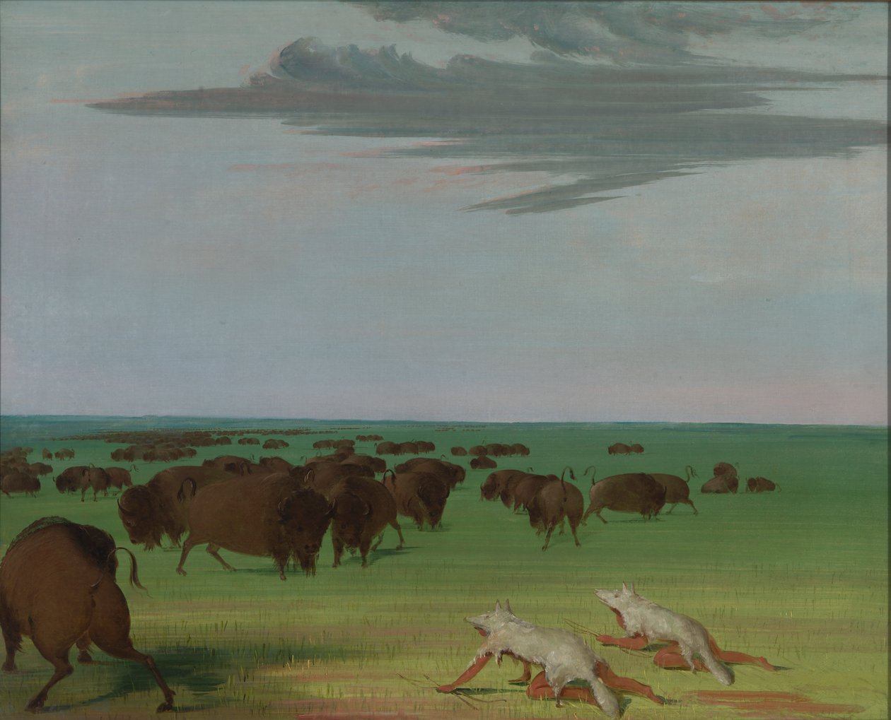 Buffalo Hunt under the Wolf-skin Mask, 1832-1833 by George Catlin