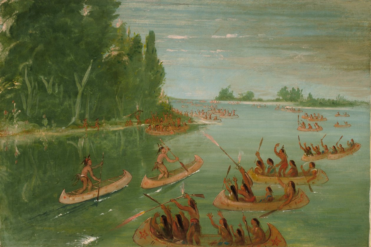 Canoe Race Near Sault Ste. Marie by George Catlin
