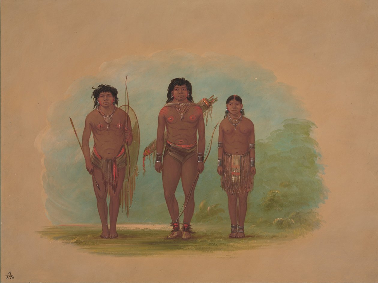 Chaco Chief, His Wife, and a Warrior by George Catlin