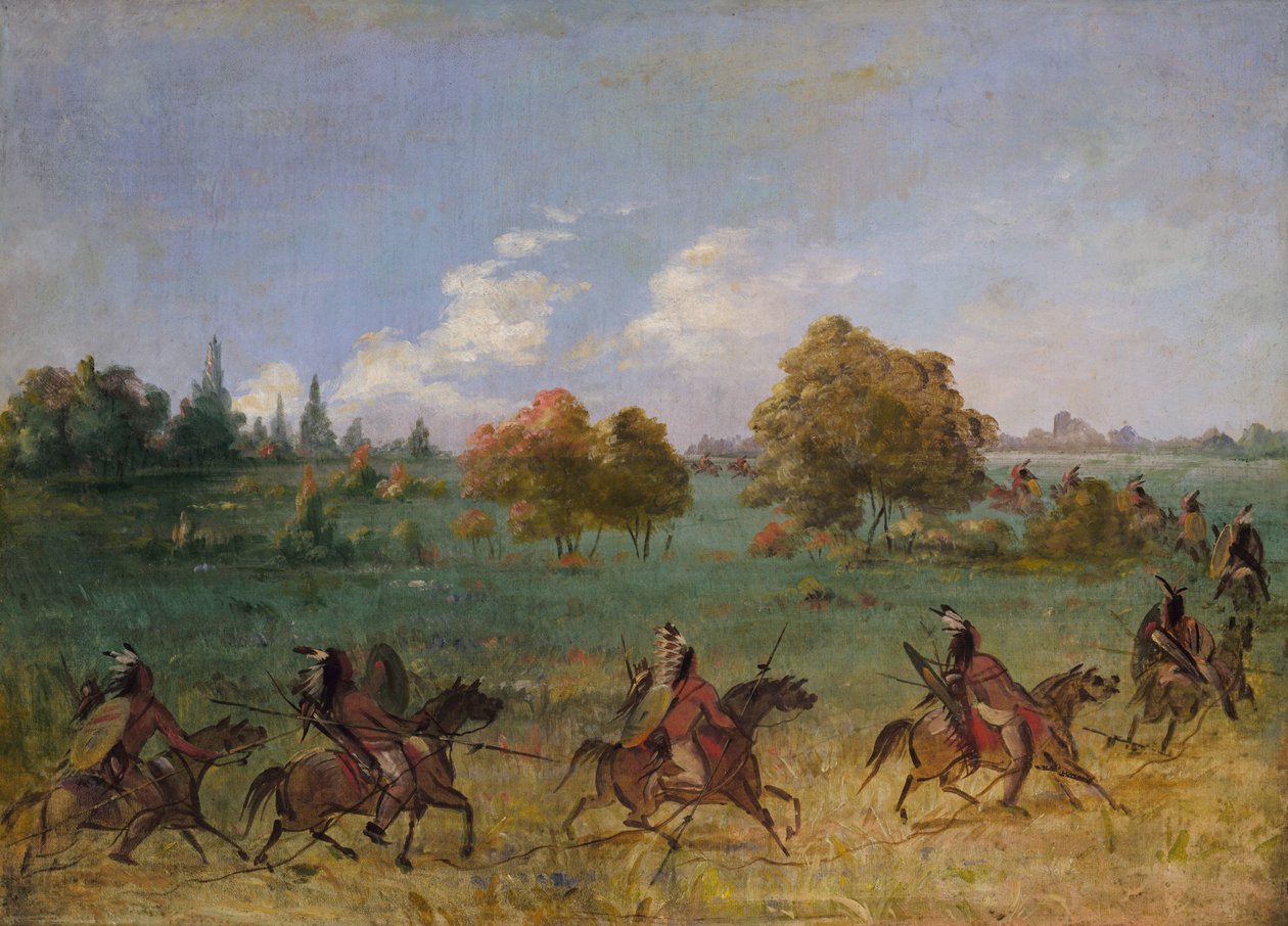 Comanche War Party on the March, Fully Equipped, 1846-1848 by George Catlin