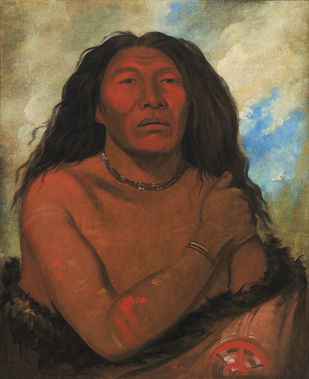 Duhk-gits-o-ó-see, Red Bear, a Distinguished Warrior by George Catlin