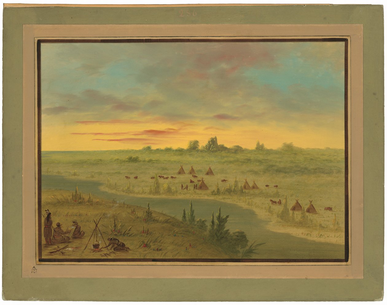 Encampment of Pawnee Indians at Sunset by George Catlin