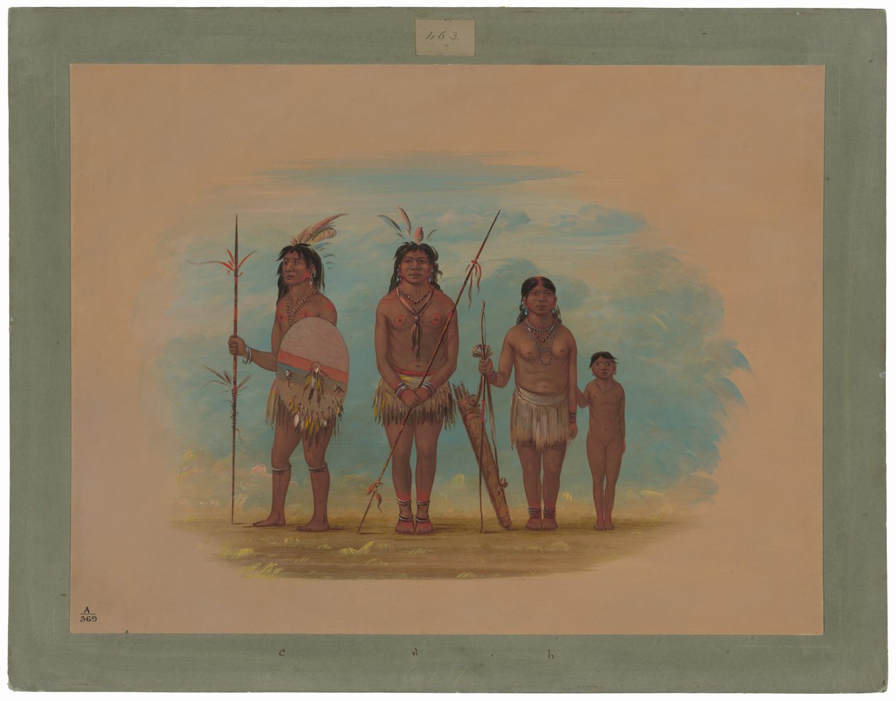 Four Xingu Indians by George Catlin