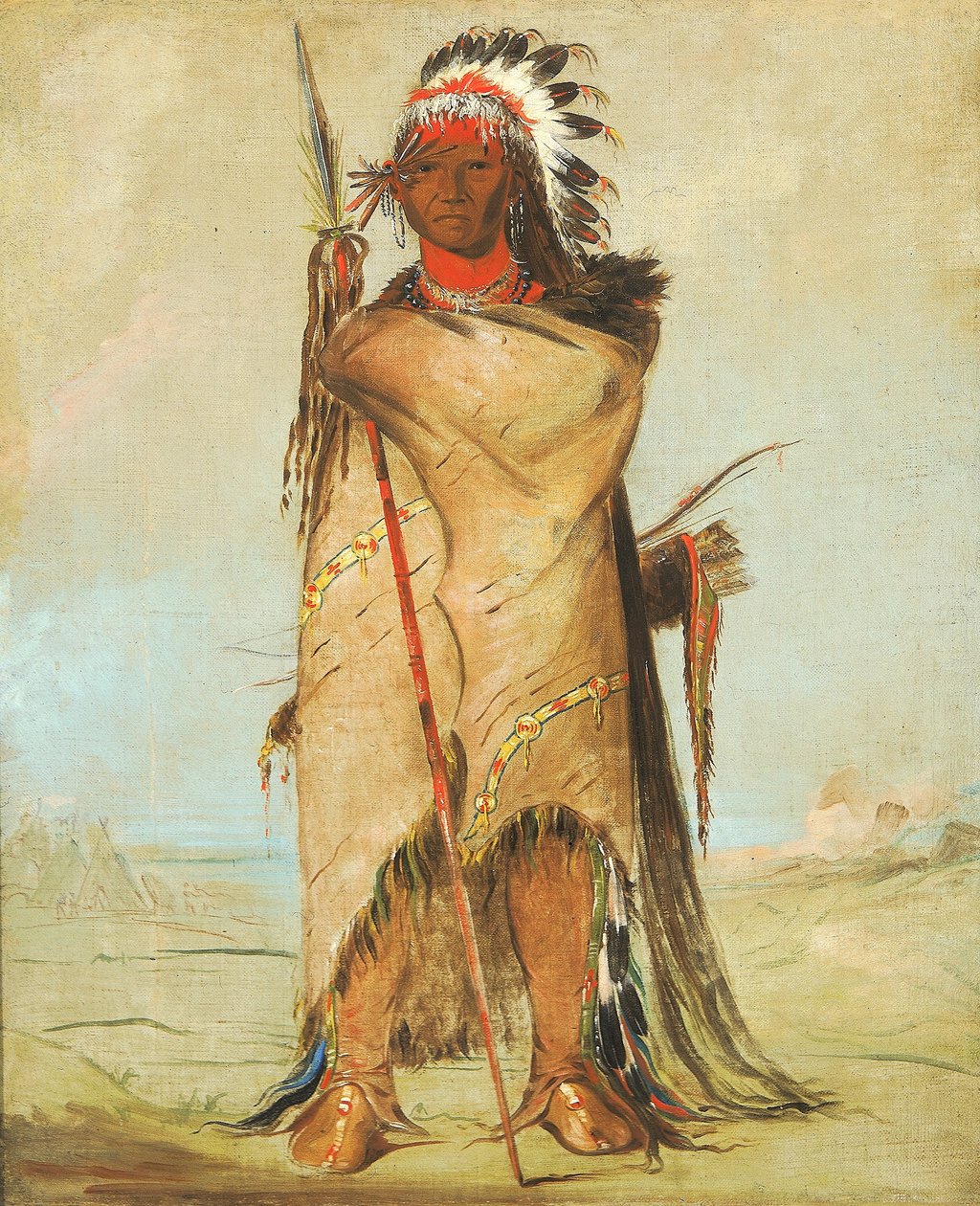 Hó-ra-tó-a, a Brave by George Catlin