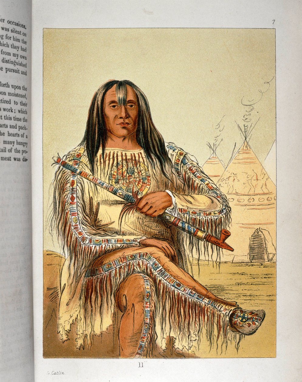 Indian Blackfoot Chief with Pipe by George Catlin