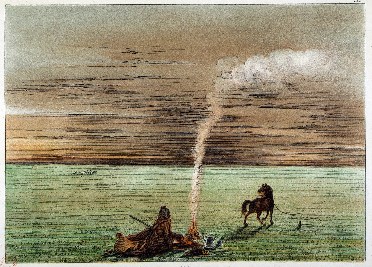 Indians of America: Catlin Painted by Himself with His Horse Charley (Illustration by George Catlin) by George Catlin