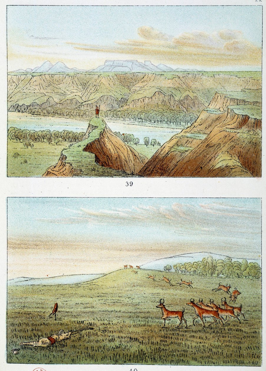 Indians of America: hunt for antelope. Engraving by George Catlin by George Catlin