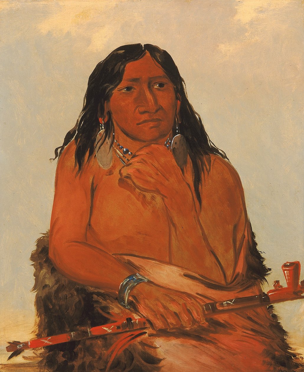 Is-sa-wáh-tám-ah, Wolf Tied with Hair, a Chief by George Catlin