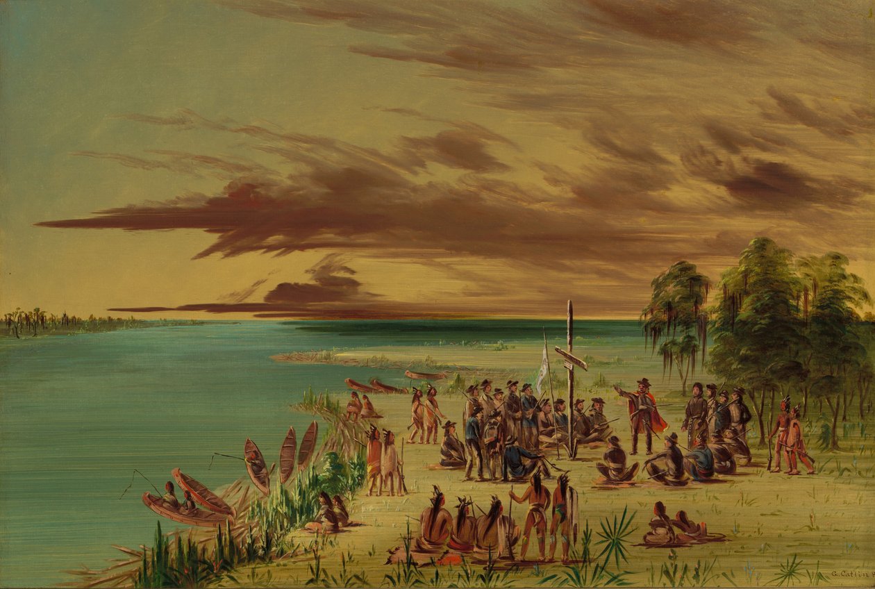 La Salle Claiming Louisiana for France, April 9, 1682, 1847-1848 by George Catlin