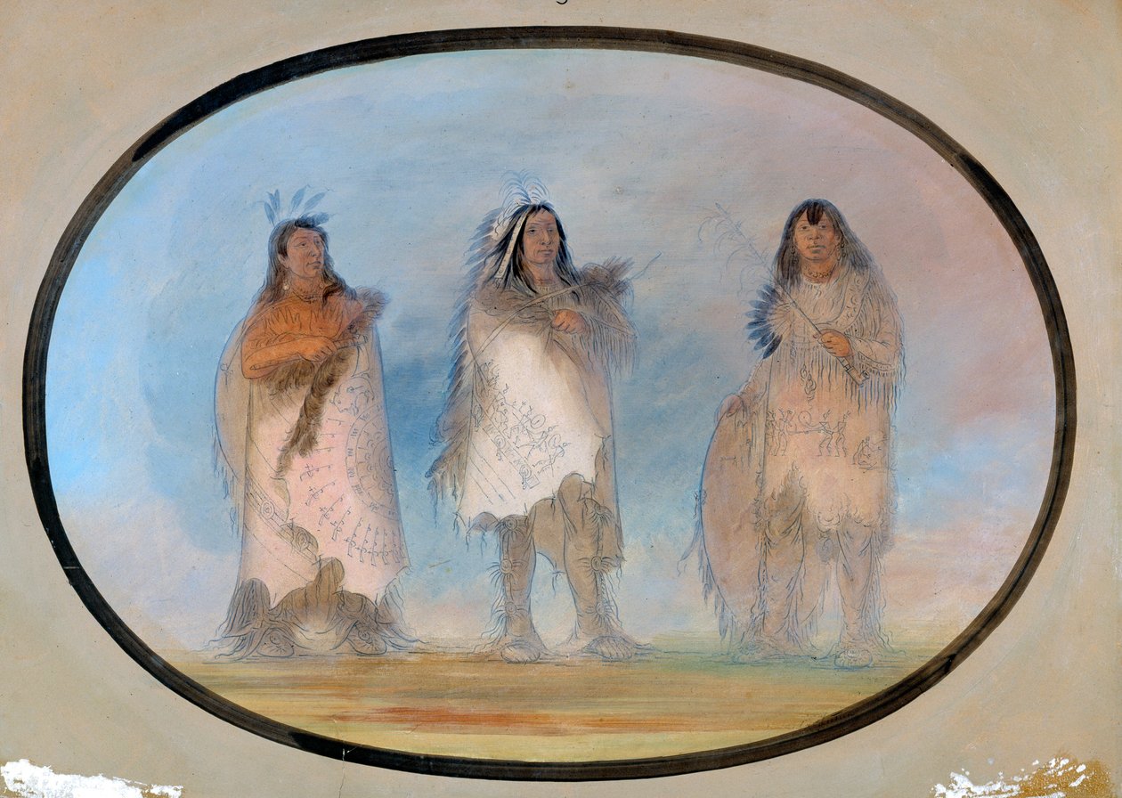 Little Bear, Steep Wind, The Dog, Three Distinguished Warriors of the Sioux Tribe by George Catlin