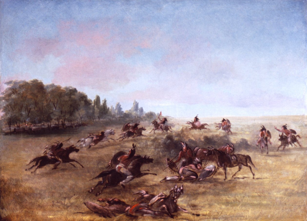 Mounted War Party Scouring a Thicket by George Catlin