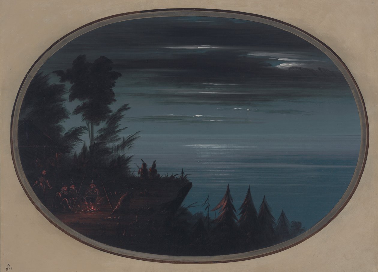 Nayas Village at Night by George Catlin