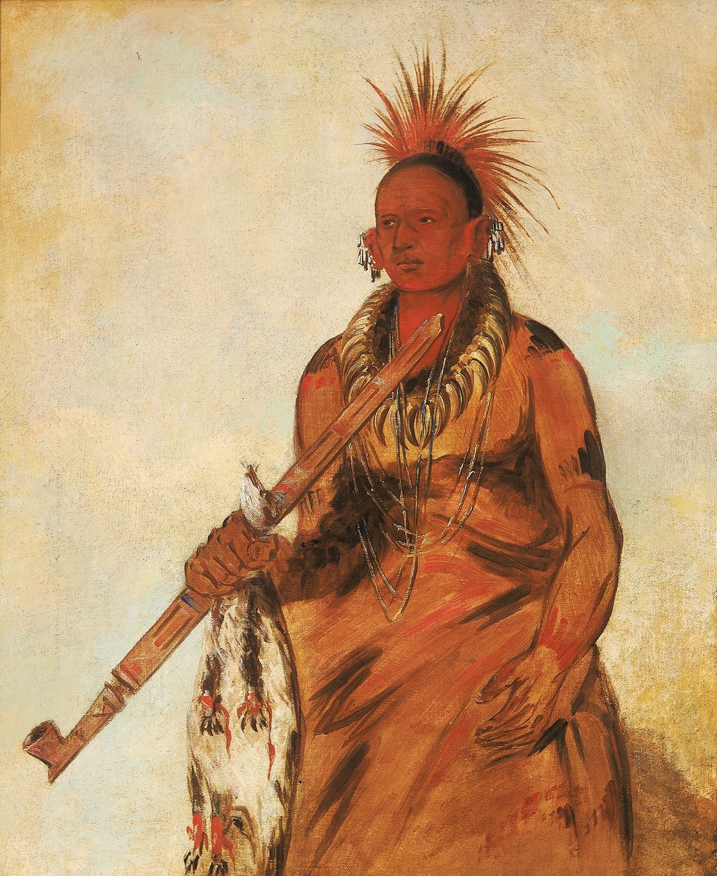 No-o-mún-nee, Walks in the Rain, a Warrior by George Catlin