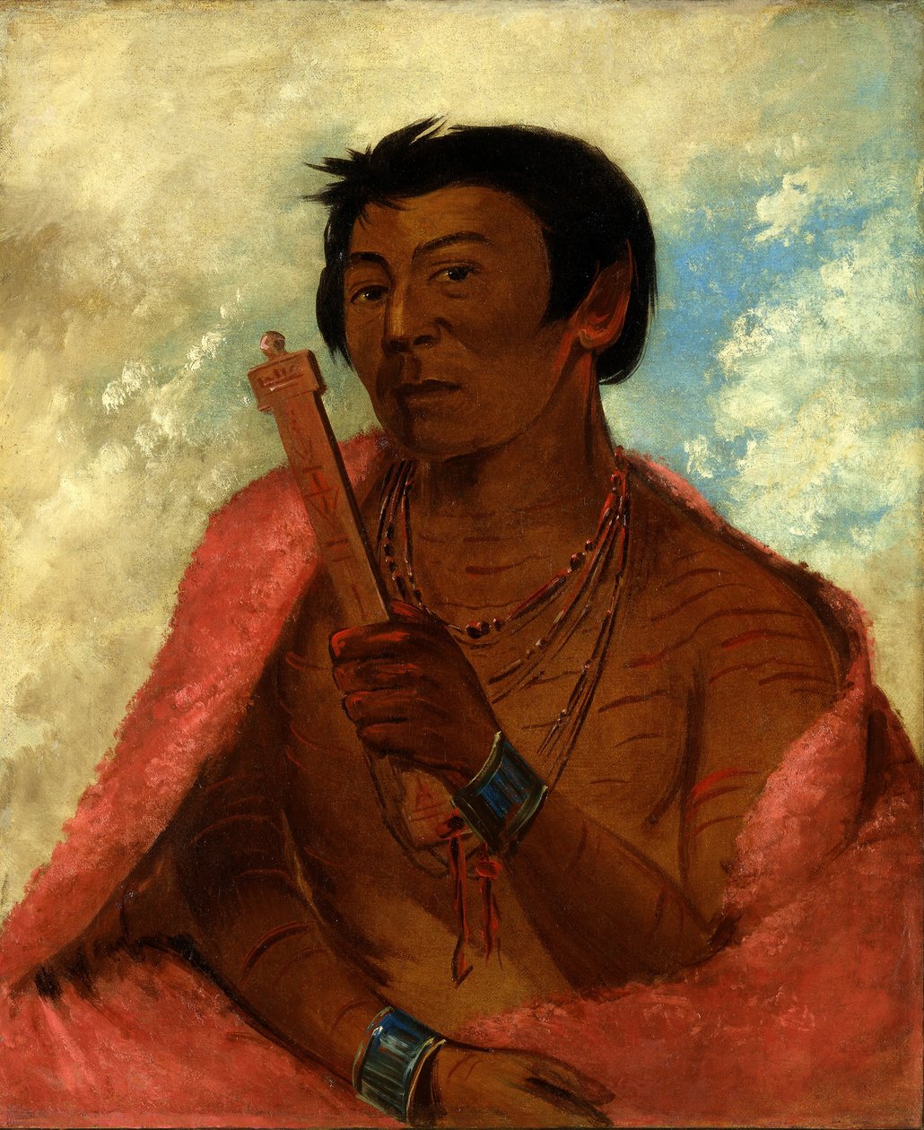 On-sáw-kie, The Sauk, in the Act of Praying by George Catlin