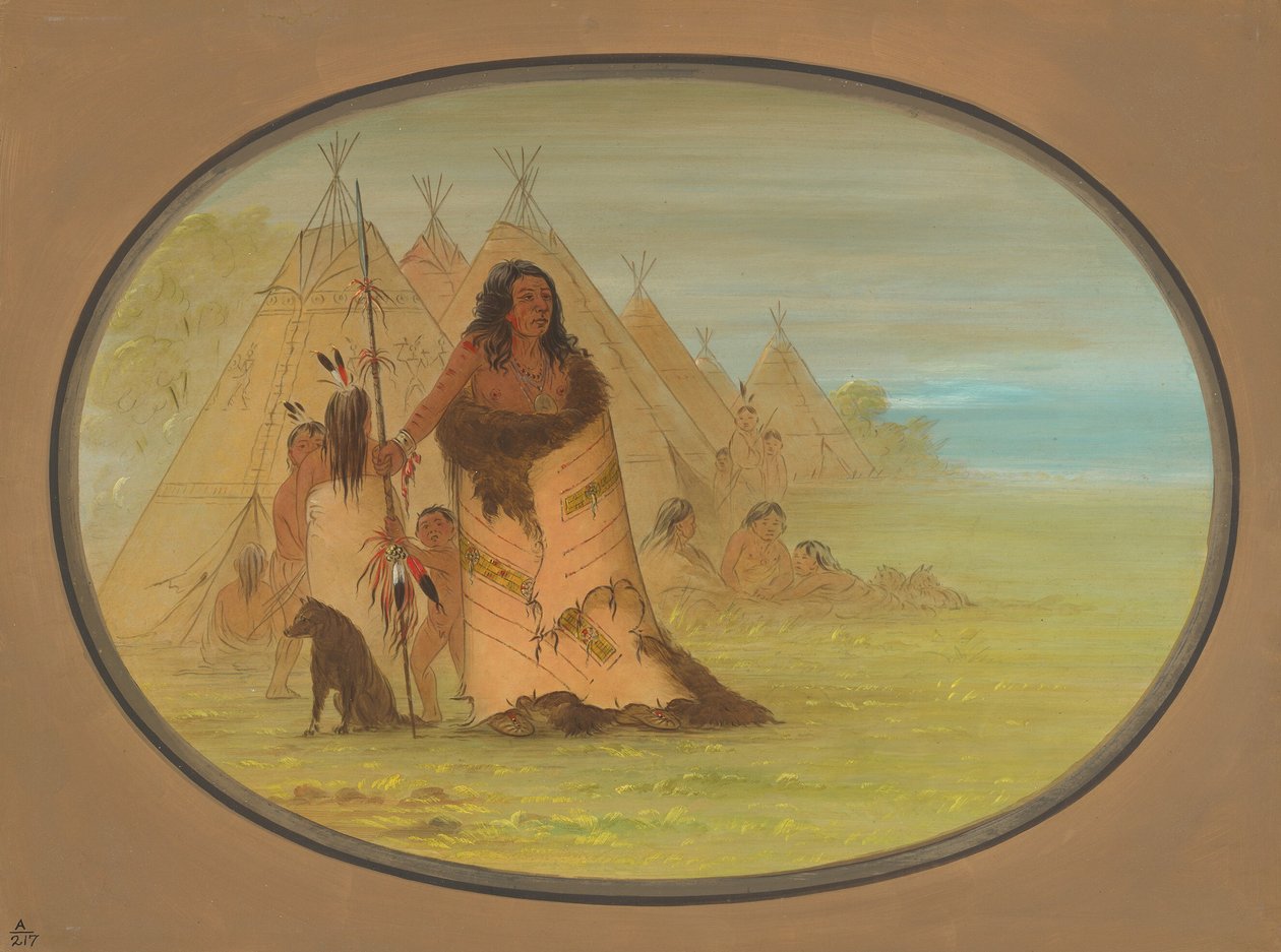 Puncah Chief Surrounded by His Family by George Catlin