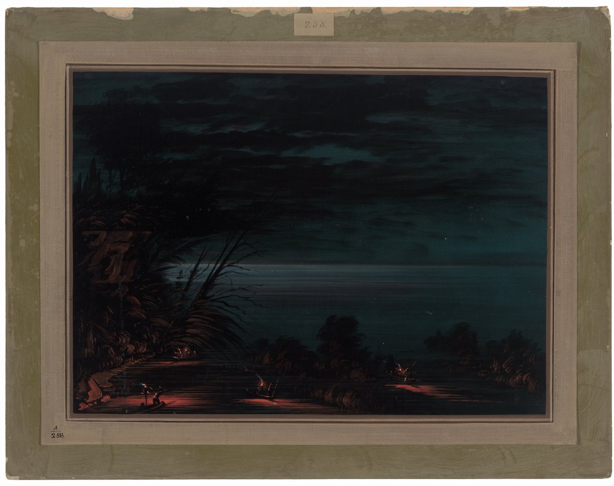 Salmon Spearing - Ottowas by George Catlin