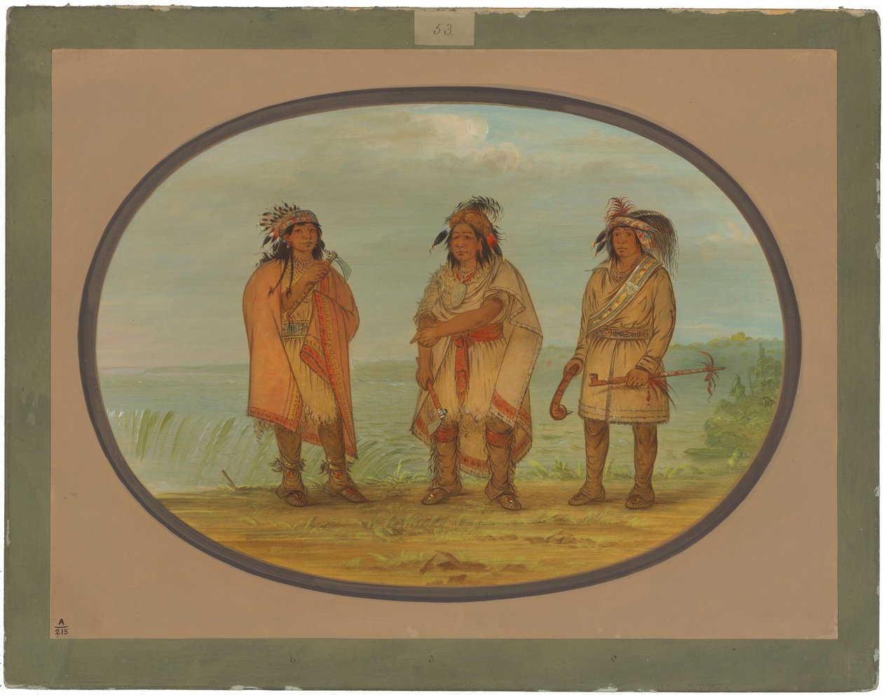 Seneca Chief, Red Jacket, with Two Warriors by George Catlin