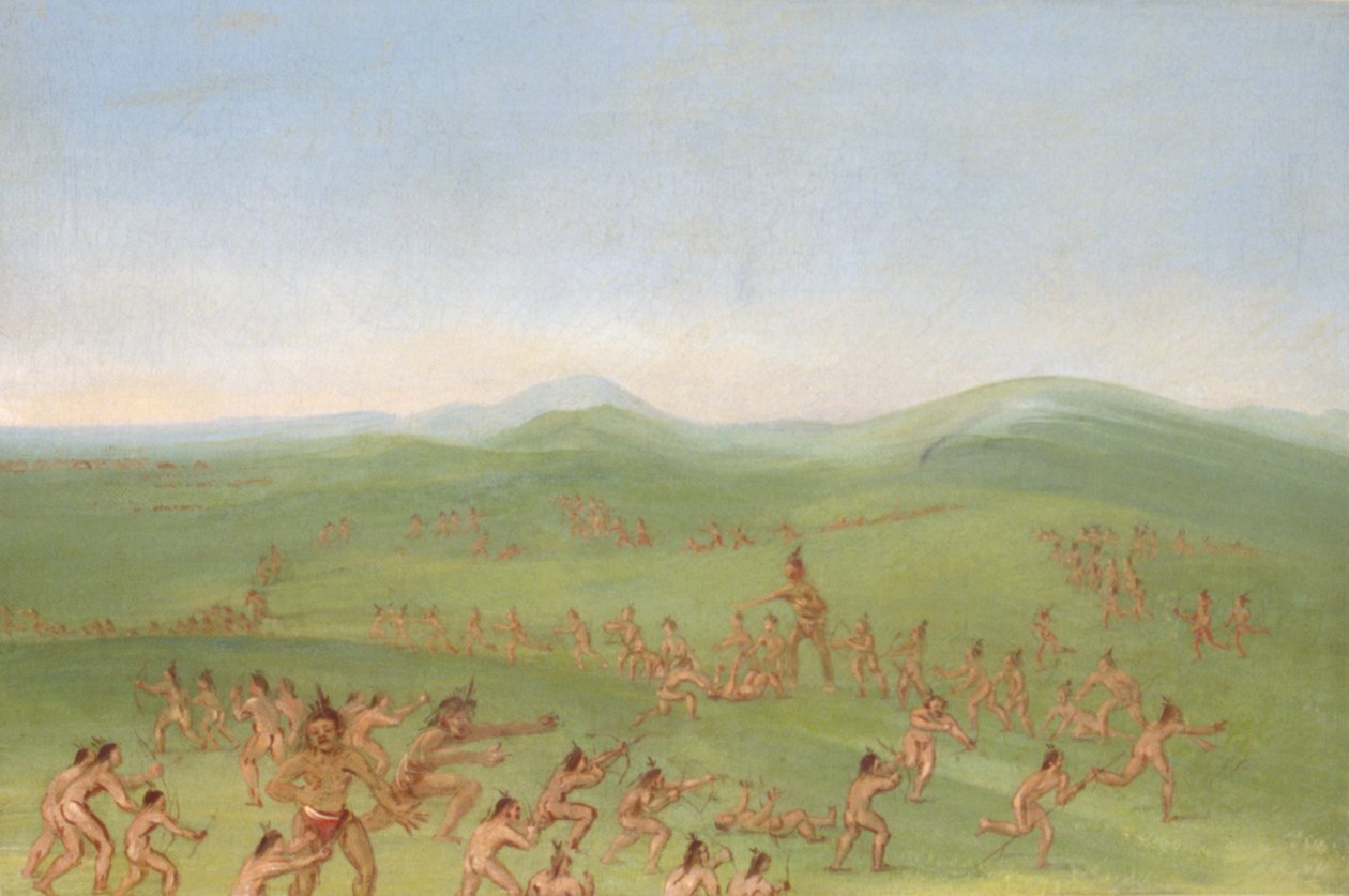Sham Fight, Mandan Boys by George Catlin