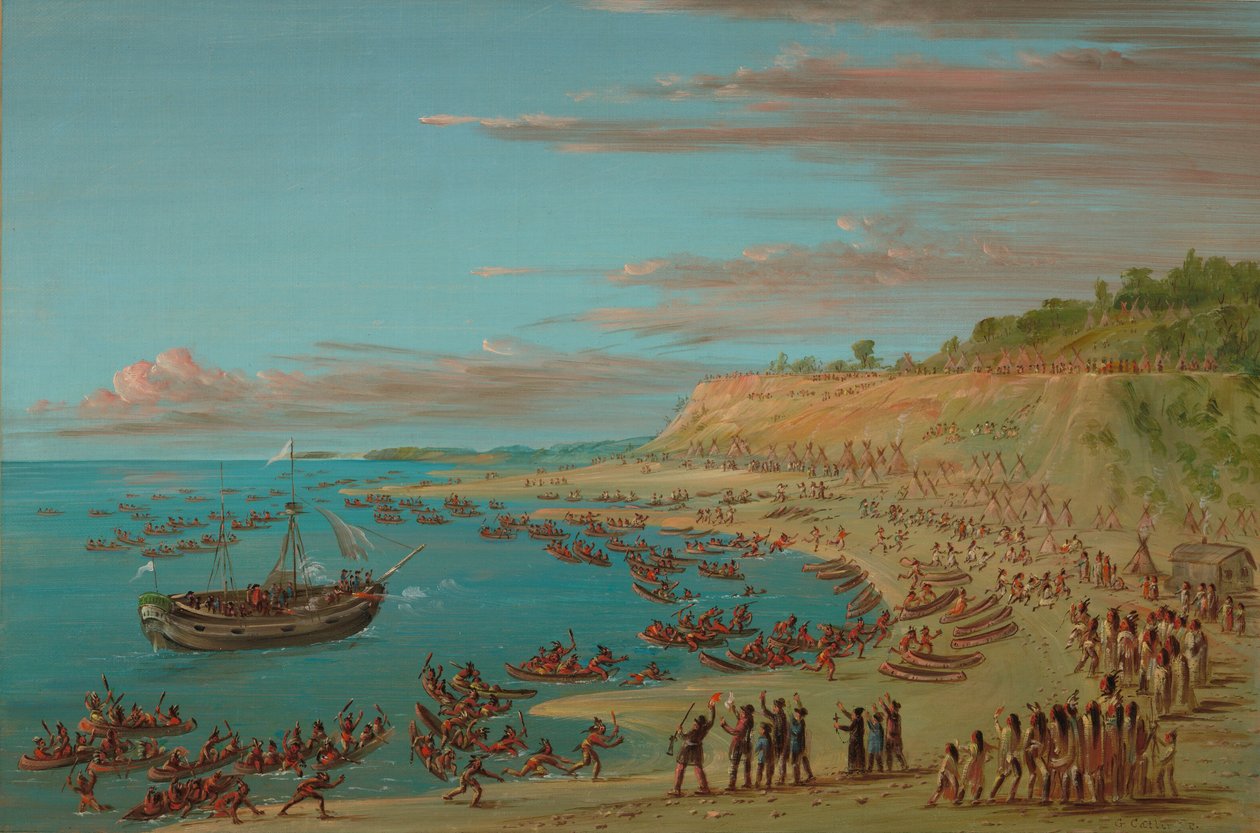 The Griffin Entering the Harbor at Mackinaw, August 27, 1679 by George Catlin