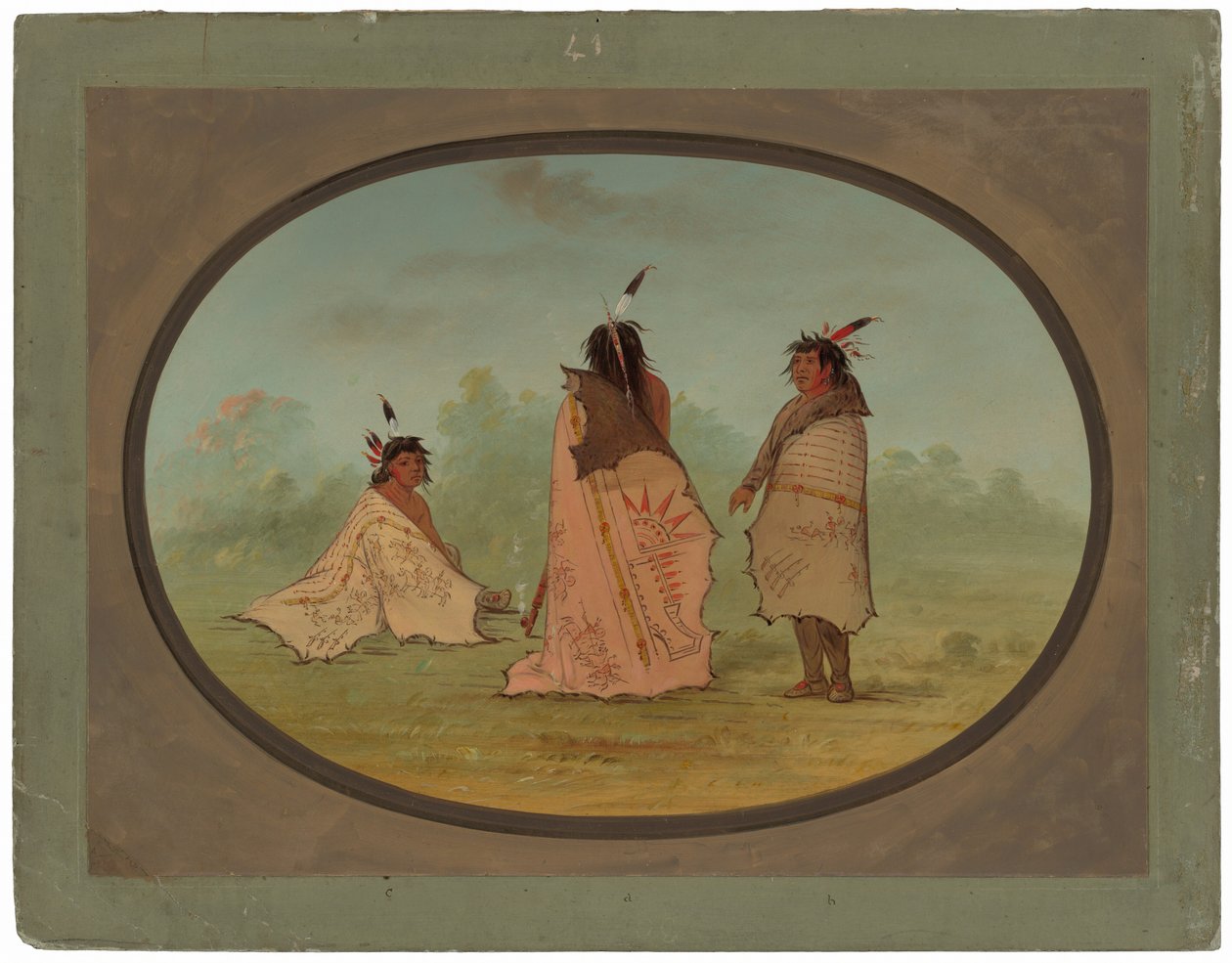 Three Blackfoot Men by George Catlin