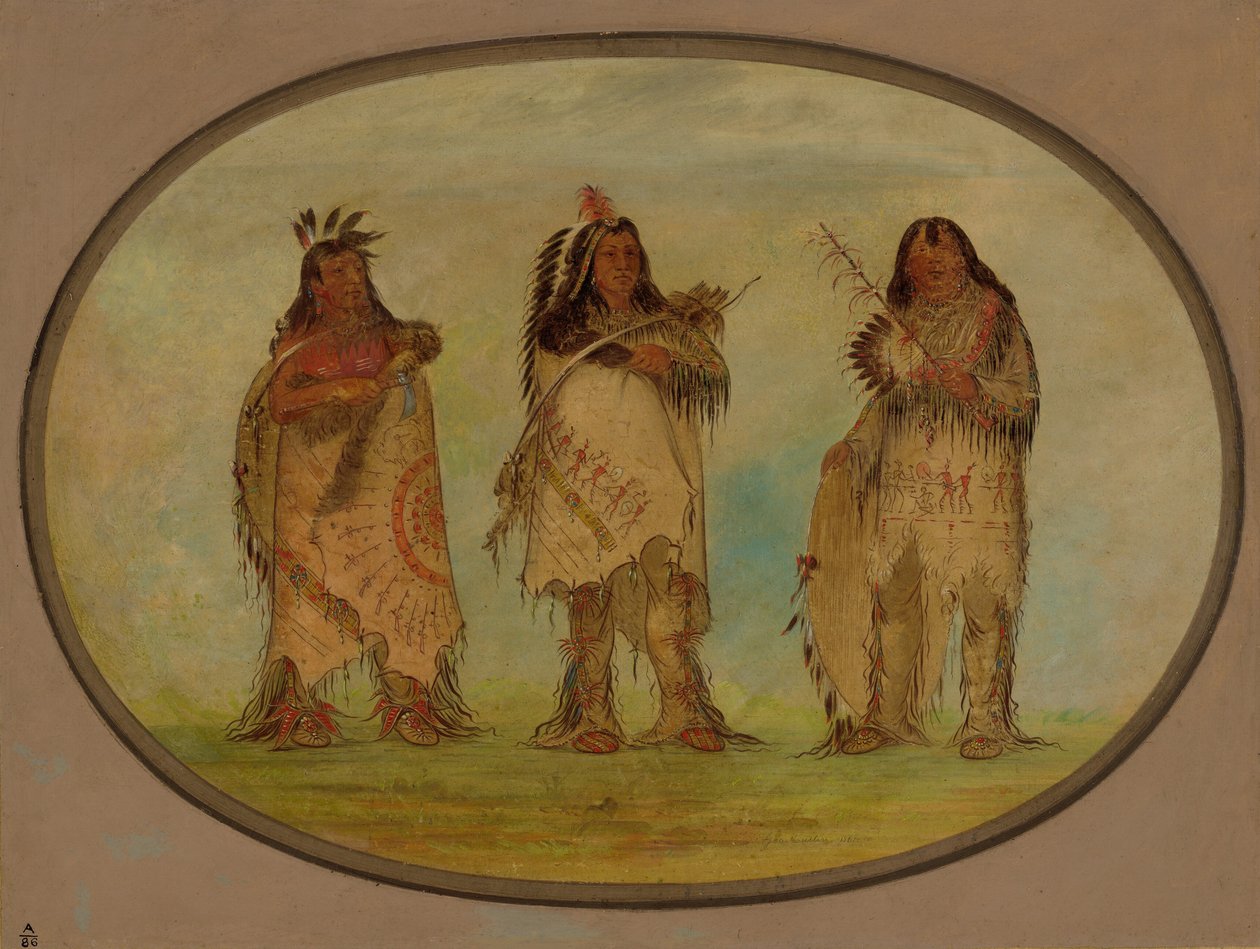 Three Distinguished Warriors of the Sioux Tribe by George Catlin