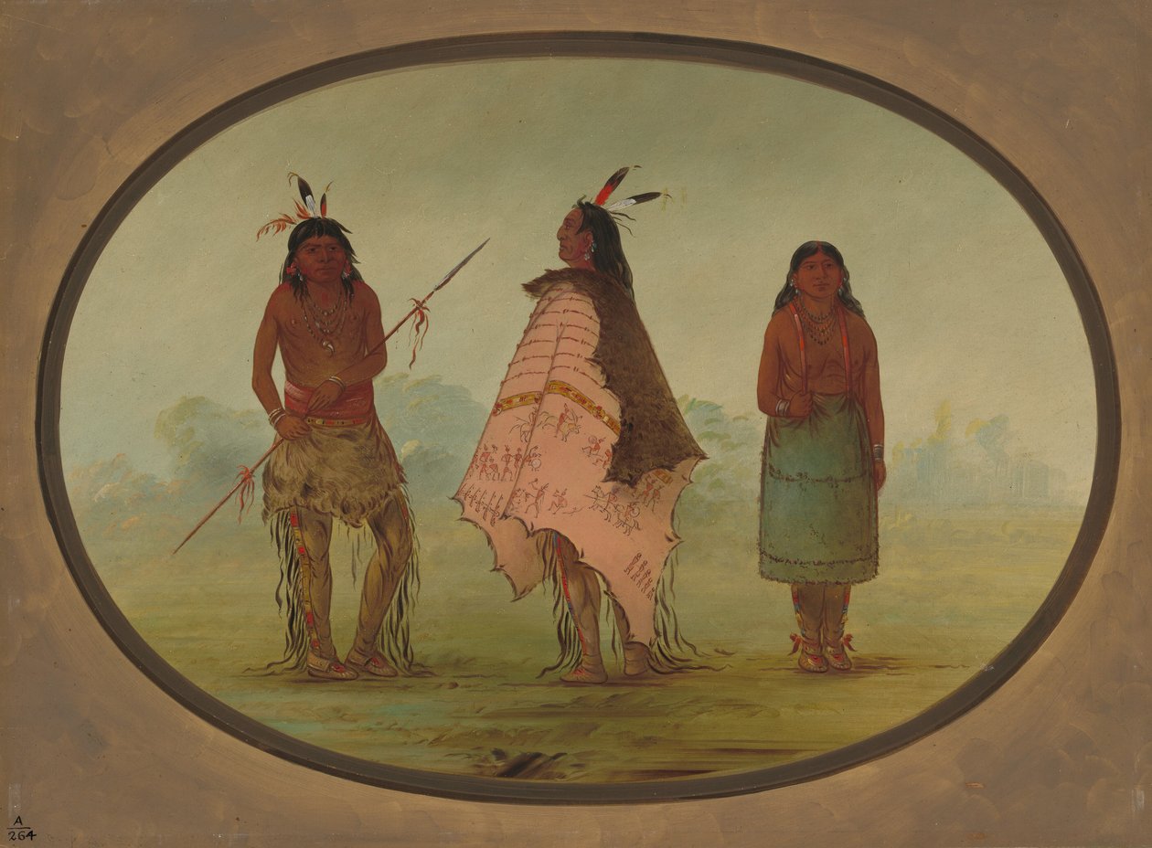 Two Apachee Warriors and a Woman by George Catlin
