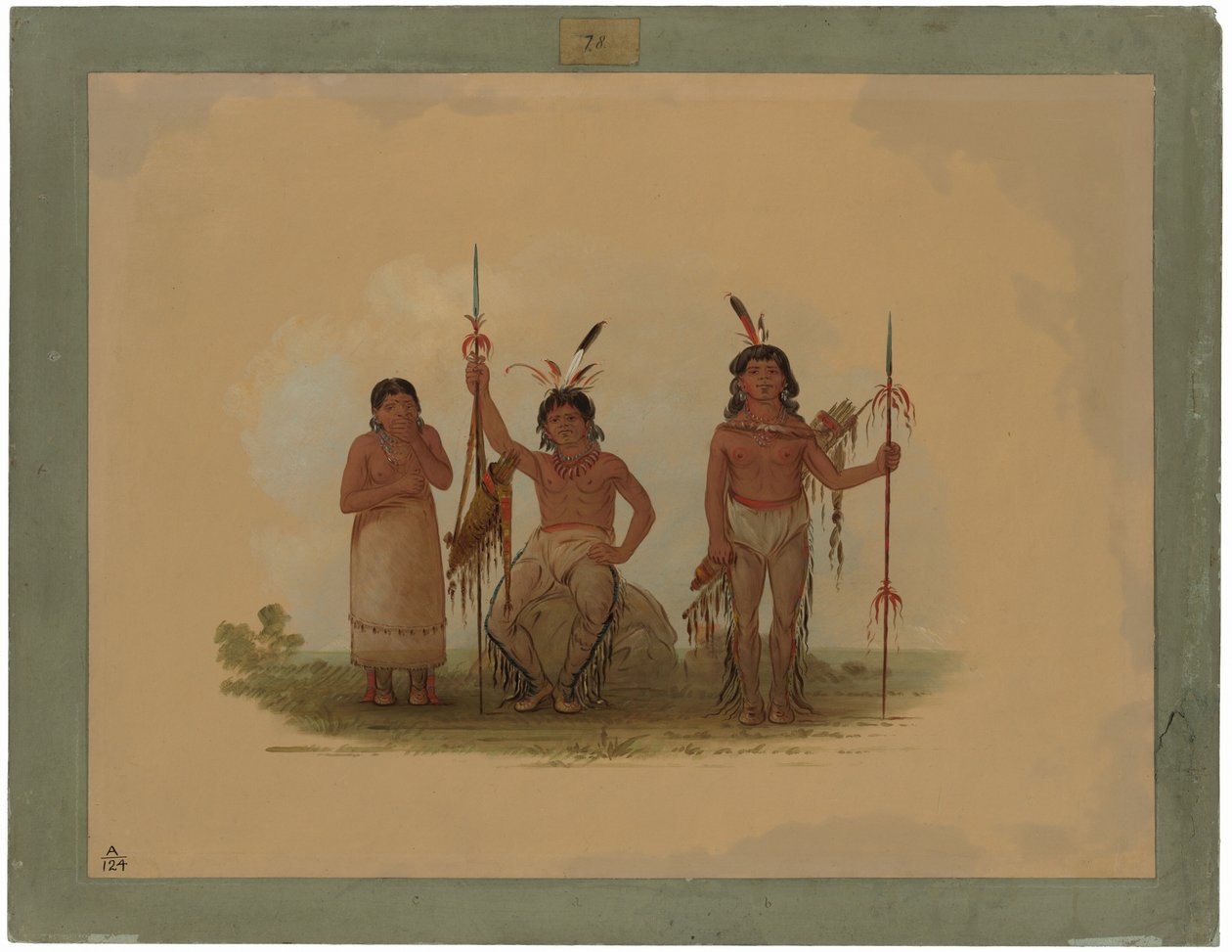 Two Arapaho Warriors and a Woman by George Catlin