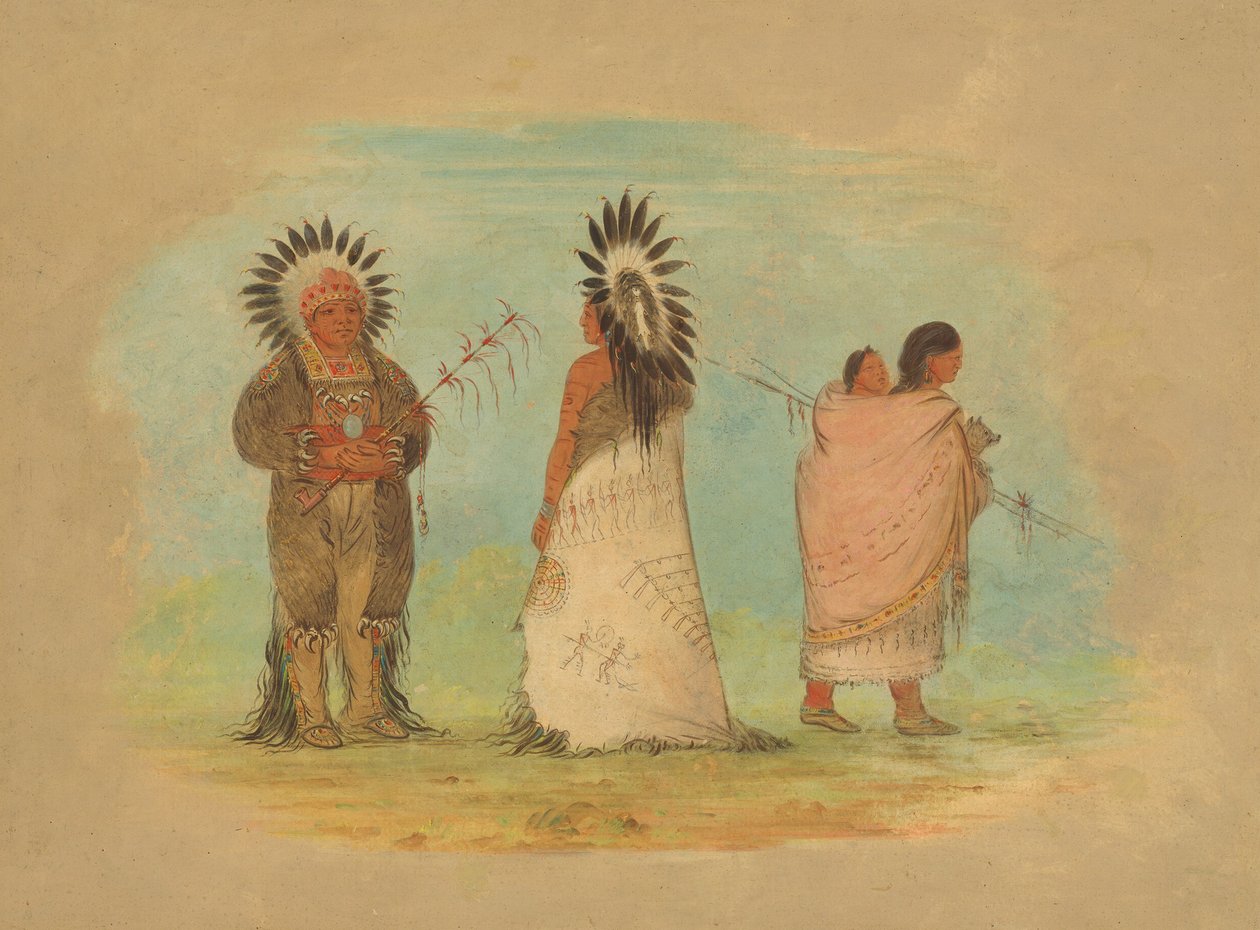 Two Ottoe Chiefs and a Woman, 1861-1869 by George Catlin