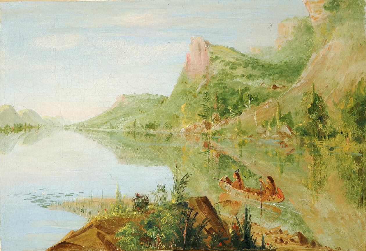 View on the Wisconsin River, Winnebago Shooting Ducks by George Catlin